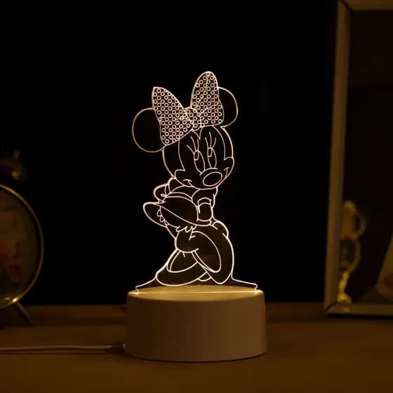 Luminária LED 3D de Mesa / Luz Noturna Presente Criativo / Decoração - minnie, minnei