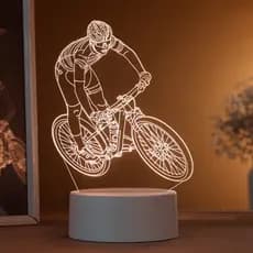 Luminária LED 3D de Mesa / Luz Noturna Presente Criativo / Decoração - ciclista 3D, bicicleta, bike, esportes