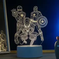 Luminária LED 3D de Mesa / Luz Noturna Presente Criativo / Decoração - Homem Aranha, Homem de Ferro e Capitão América, Filme, Série, Ação