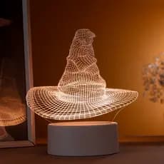 Luminária LED 3D de Mesa / Luz Noturna Presente Criativo /Decoração - chapéu seletor de bruxo, magia