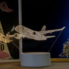 Luminária LED 3D de Mesa / Luz Noturna / Presente Criativo - avião, boing, piloto, aeromoça