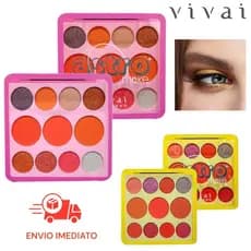 Vivai Paleta de Sombras Olhos AstroMake 12 cores Vibrantes e Pigmentadas Vegana
