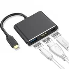 Adaptador 3 em 1 Tipo C Para Hdmi 4K USB 3.0 PD Compatível com MacBook Thunderbolt 3 DEX Android OTG