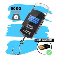 Balança de Mão Digital para mala, bagagem, viagem, pesca. Até 50 Kg, acompanha pilhas