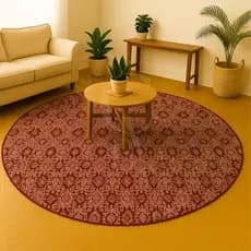 Tapete Redondo Vintage Jacquard Antiderrapante 1,20m x 1,20m