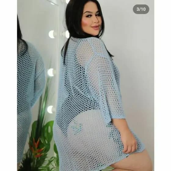Saída De Praia PLUS SIZE Tricot Tamanho Único Veste do 46 ao 52