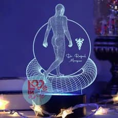 Luminária LED 7 cores RGB Fisioterapia Médico - Personalizado, Decoração Escritório, Medicina, Acrílico, Saúde