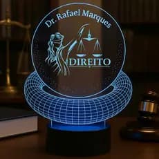 Luminária LED 7 cores RGB Advogado - Personalizado, Decoração Escritório, Direito, Acrílico, Lei