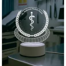 Luminária LED 7 cores RGB Médico - Personalizado, Decoração Escritório, Medicina, Acrílico, Saúde
