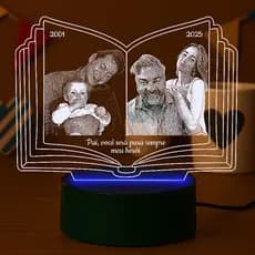 Luminária Dia Dos Pais Foto Antiga/atual Presente Bigode, Recordação, Personalizado, Decoração, Iluminação, escritório