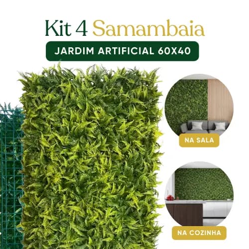 Jardim Vertical Samambaia 60x40 | 4 Placas | Visual Natural | Encaixe Rápido