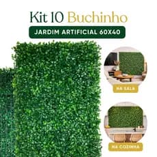 10 Placas Jardim Artificial Vertical Buchinho 60x40 | Parede Verde | Painel
