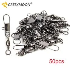 50 Pçs Conectores De Pesca De Aço Alto Carbono Pino Rolamento Giratório Snap Fastlock Clipes Anzol Isca Enfrentar