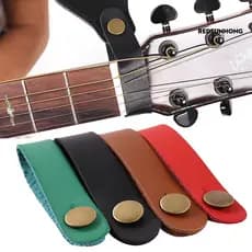 [REDS] Bloqueio De Botão De Suporte De Alça De Cabeçote De Guitarra De Couro Sintético Com Prendedor De Metal