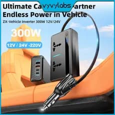 Vyvylabs 200W 300W Inversor De Carro Pro USB Type C 36W DC 12V 24V Para AC 220V Energia Automática Carregador Rápido Ada