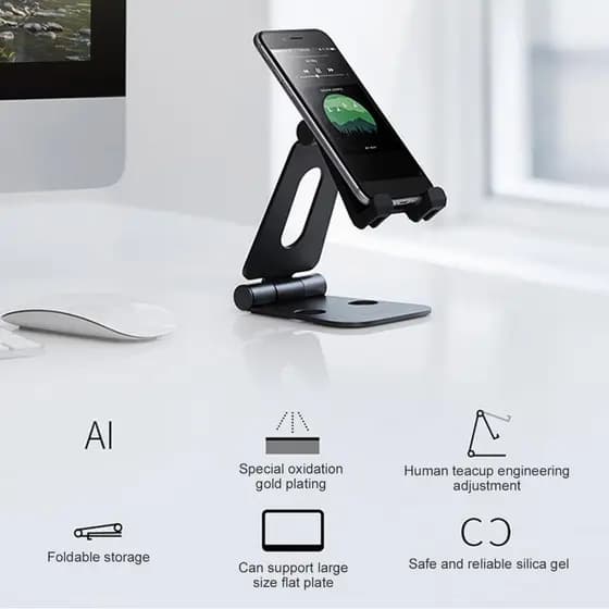 Suporte ergonômico para telefone Vistreck - suporte ajustável para tablet e smartphone em gel para estabilidade na mesa
