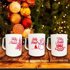 Kit 12 Caneca Plástica 450ml Lembrancinha Feliz Natal Promoção Promoção