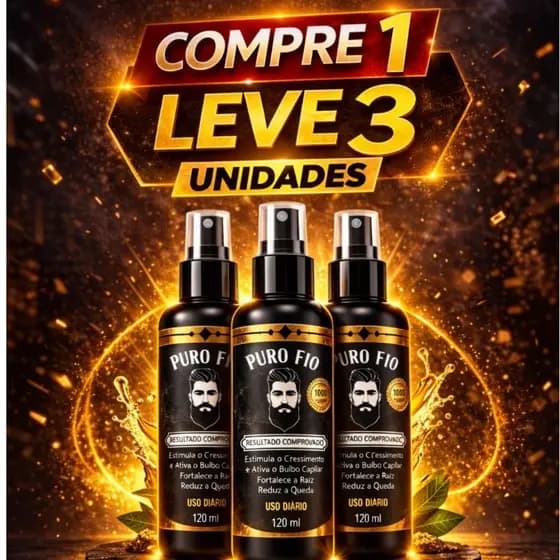 Kit 3X Tônico Capilar Pro Barber MinoxDNA Puro Fio Spray 120ml Crescimento Barba Cabelo 3 meses