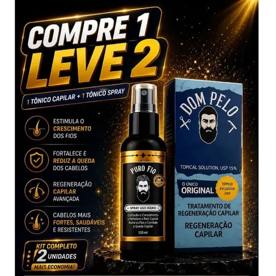 Combo  Puro Fio + Dom 120 ml  Barba e Cabelo | Regeneração Capilar Completa