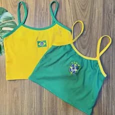 Regata Feminina Alcinha Canelada Verde e Amarela Modelo Virginia
