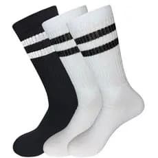 Kit 3 Pares de Meias Cano Alto Nova Era Academia Fitness Algodão Listras