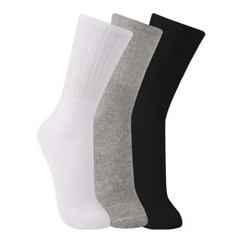 3 Pares Meias Masculinas Esportivas Branca Preta Trifil Cano Alto Longo Algodao Punho Soft Para Academia Fitness Treino