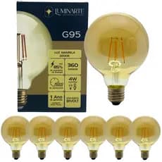Kit 6 Lâmpadas Filamento Led G95 Âmbar Bivolt 4W 2200K Luminarte Luz Amarela