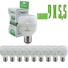 Kit 10 Lâmpada Bulbo Led 20w 6500k Branco Frio E27 Bivolt Alta Potência Econômica Inmetro