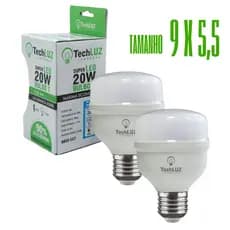 Kit 2 Lâmpadas Led Bulbo 20W Branco Frio 6500k Bivolt Alta Potência E27 Econômica Inmetro