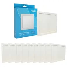 Kit 10 Luminaria Painel Plafon Embutir Bivolt Quadrado 18w Led Teto - ELGIN