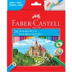 Lapis de Cor Sextavado Ecolapis 24 Cores Faber Castell Envio Rápido