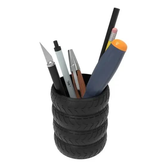 Porta Caneta E Lápis Organizador Decorativo Pneus Preto