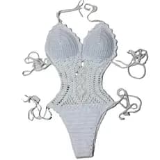 Maiô Body de Crochê Feio a Mão Ajustável Moda Praia Feminina Crochet Casual Boho Luxo Mulher Menina