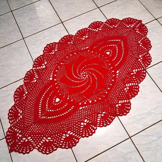 Tapete Rosa dos Ventos Grande de Crochê Caminho Trilho Centro de Mesa Cozinha Moda Casa Decoração