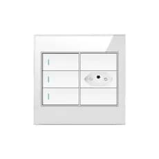 Interruptor 3 Teclas E Tomada Acabamento Painel De Vidro 4x4