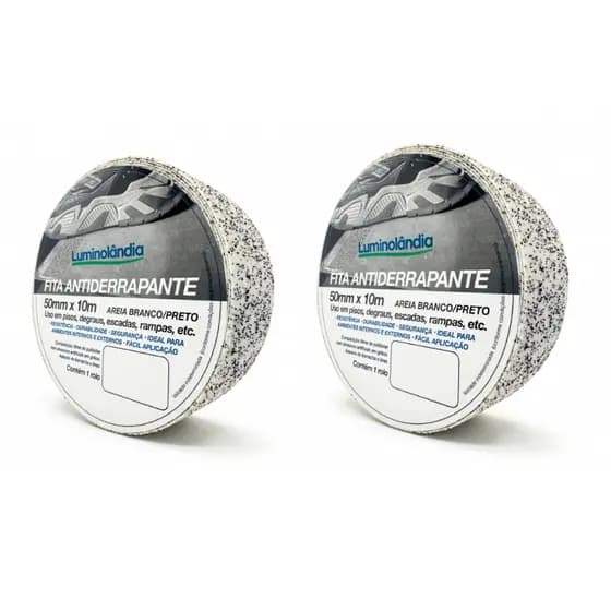 2 Fita Antiderrapante Areia Branco E Preto Lixa 50mm 10 M