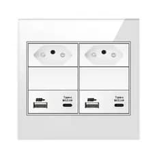 Tomada Dupla Com 2 Usb E Tipo C Turbo Painel De Vidro 4x4