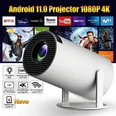 Mini Projetor HY300 4K HD Bluetooth Portátil Android 11 Wifi 5g HDMI