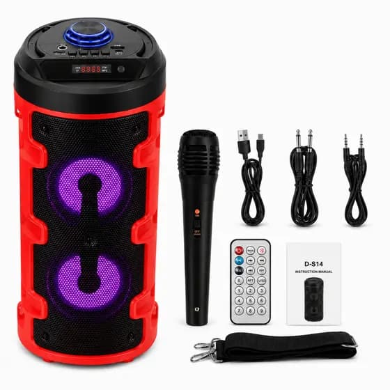 Caixa de Som Bluetooth Com Microfone - Portátil Com Controle Remoto