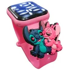 Relógio Digital Infantil Stitch_Angel_JUNTOS_Rosa