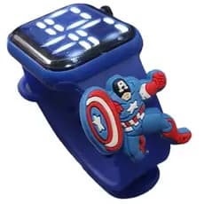 Relógio Digital Infantil Capital America_Boneco_Cor Azul
