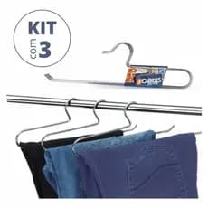 Cabide Calça Cromado Kit Com 12 Unidades - Arthi