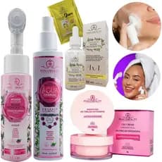 Kit Skincare Rosa Mosqueta Limpeza Pele Sensivel Seca Serum facial