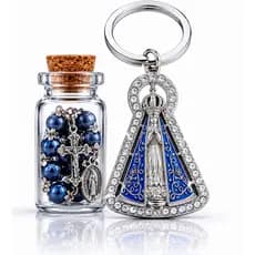 Chaveiro Nossa Senhora Aparecida Com Terço No Pote Presente