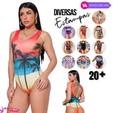 Body Maiô Feminino Suplex Regata Semi Cavado Piscina Praia Verão