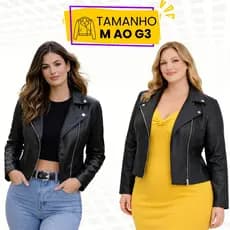 Jaqueta Feminina M ao G3 Plus Size e Regular de Couro Sintético Blusa Leve Casaco Casual Elegante