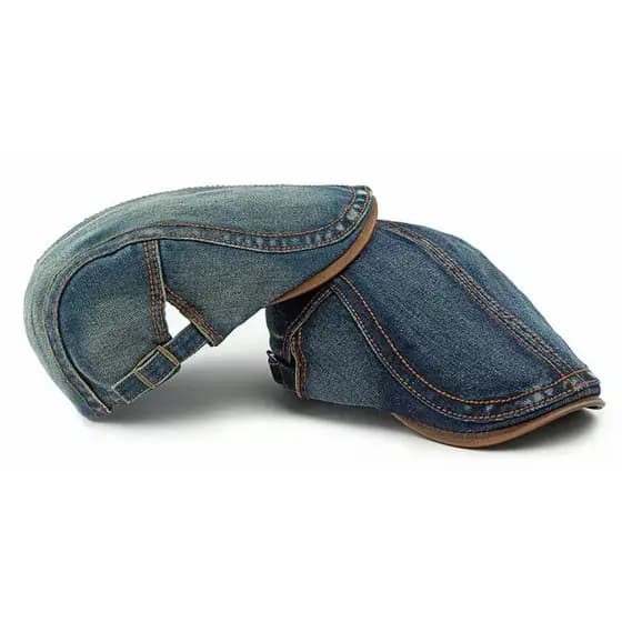 Boina Boné Tipo Italiana Denim Jeans Lavado Unissex Ajustável Moderno Casual Masculino Feminino