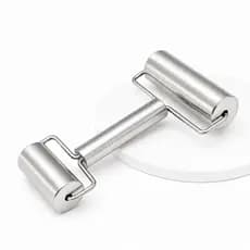 Rolo Para Massa Rolo Duplo De Inox Para Abrir Laminar Massas Discos Sobremesas Mil Folhas 18cm