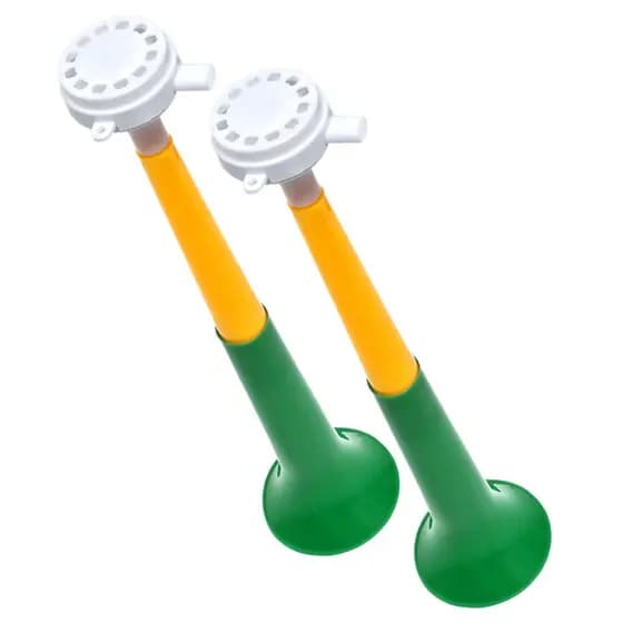 KIT 2 Cornetas Vuvuzela Torcedor Brasil Futebol Copa Do Mundo 35cm Verde e Amarelo