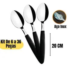 Jogo de Talheres 6 a 36 Peças Aço Inox Cabo Plástico Colheres de Mesa Casa Para Cozinha